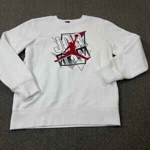 Nike Air Jordan Sweatshirt Boys Large 12-13 Years Jumpman White Long Sleeve